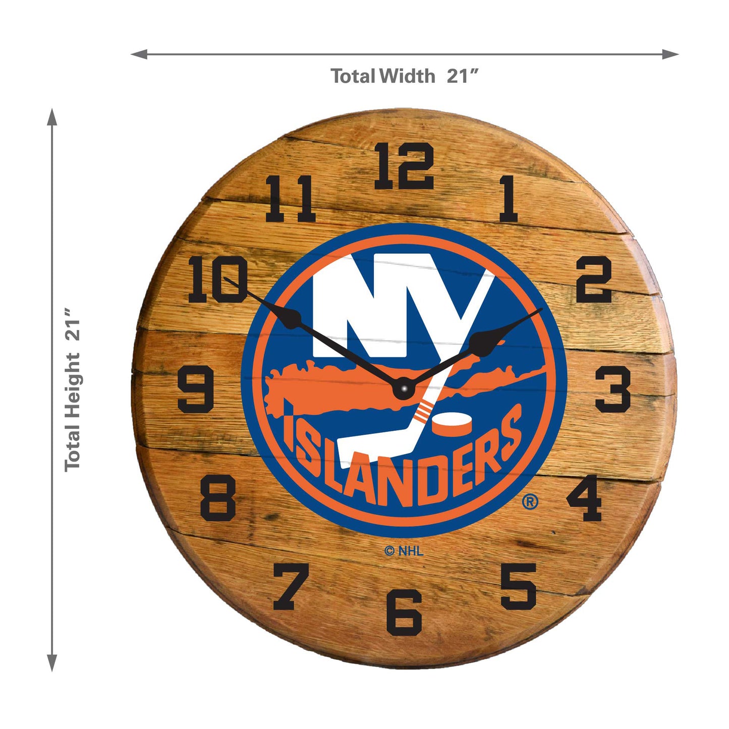 New York Islanders whiskey barrel wall clock dimensions