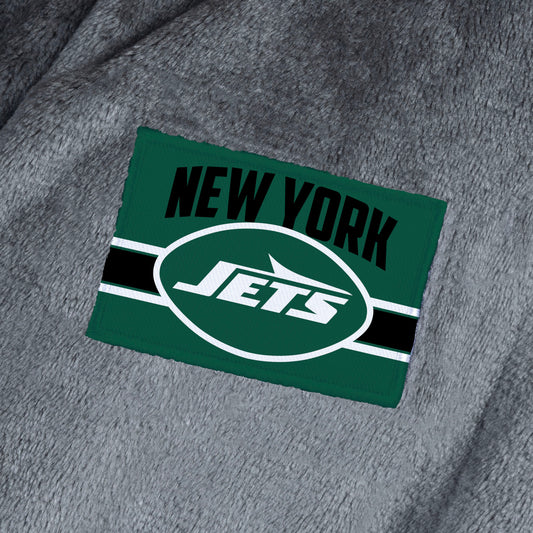 New York Jets silk touch charcoal bathrobe logo patch