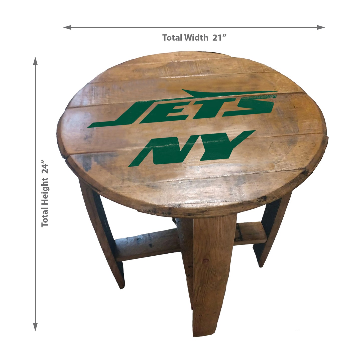 New York Jets whiskey barrel end table dimensions