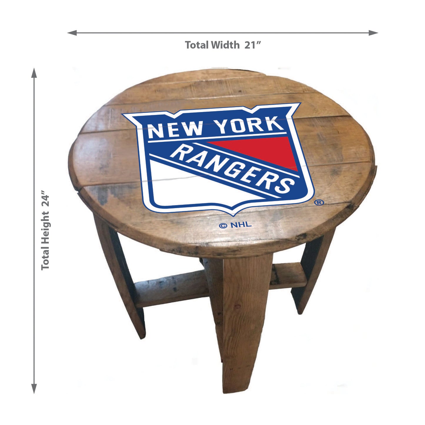 New York Rangers whiskey barrel end table dimensions