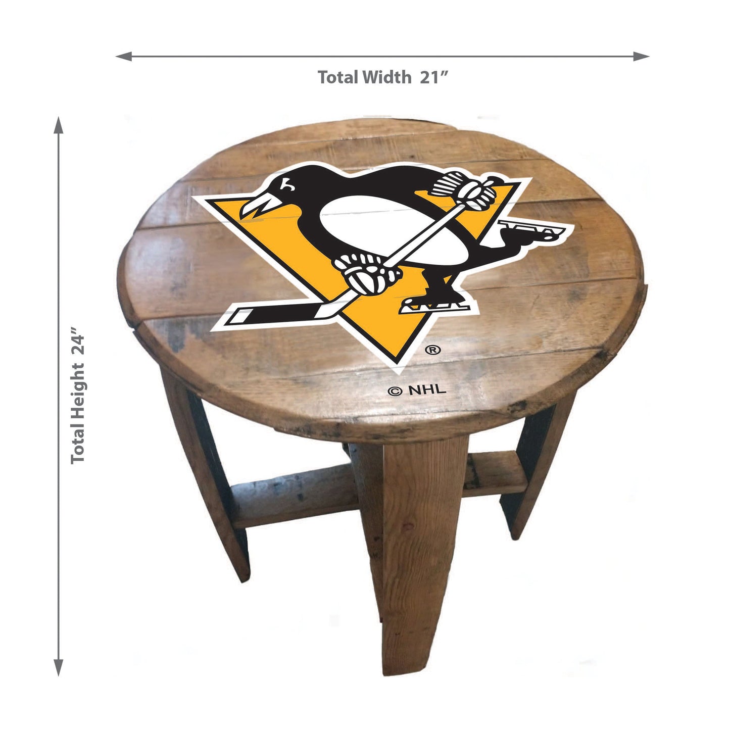 Pittsburgh Penguins whiskey barrel end table dimensions