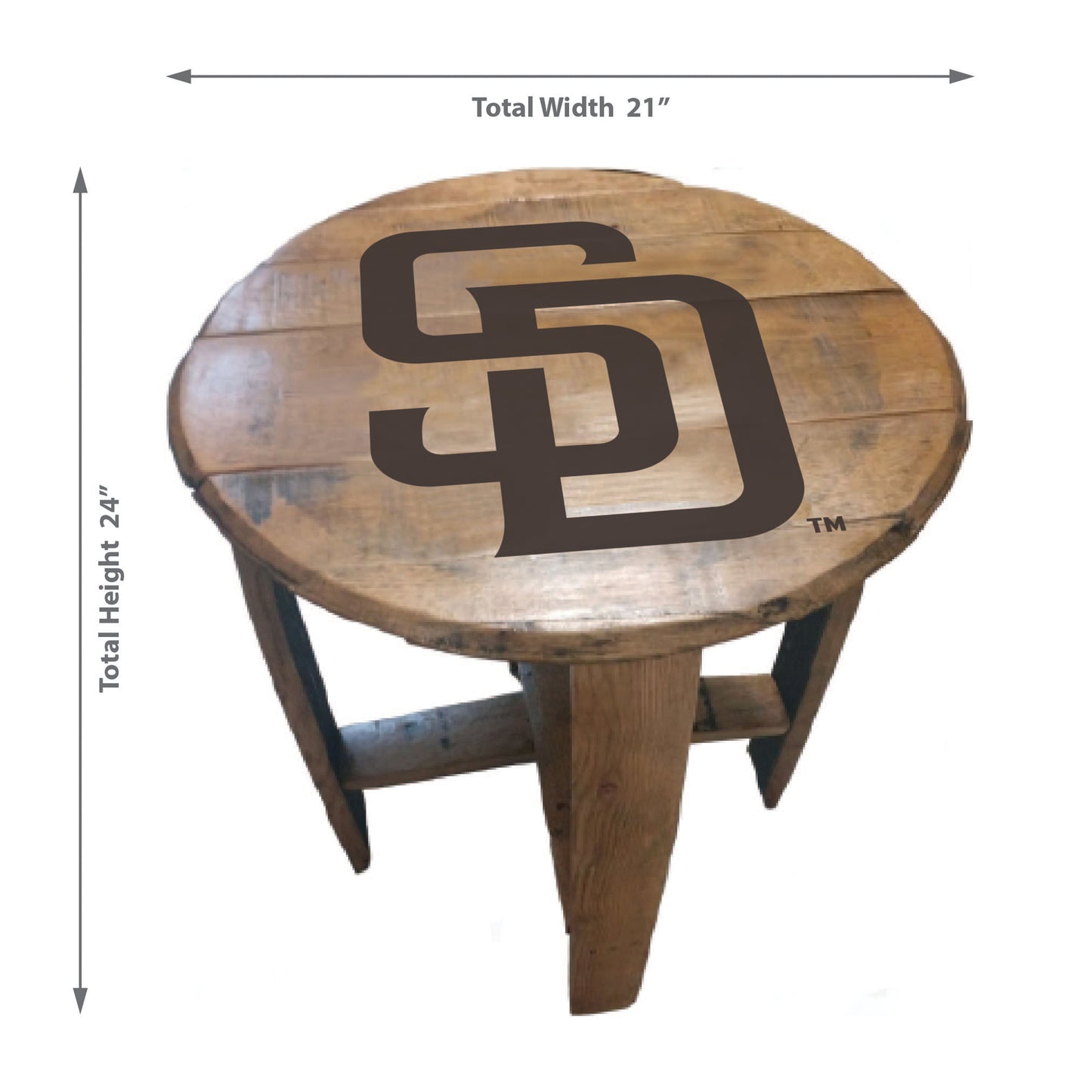 San Diego Padres whiskey barrel end table dimensions