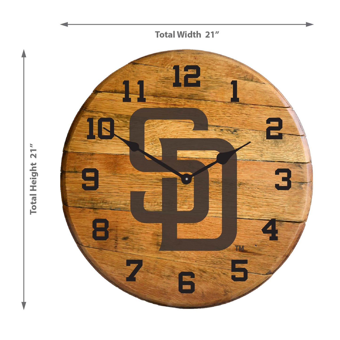 San Diego Padres whiskey barrel wall clock dimensions