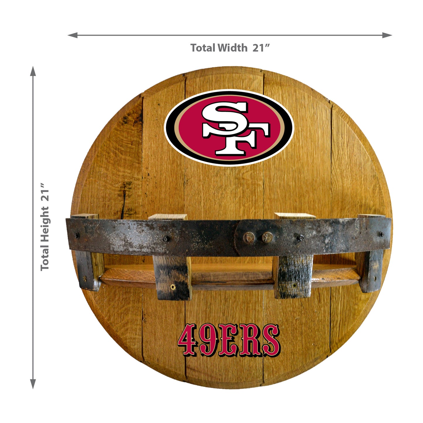 San Francisco 49ers whiskey barrel shelf dimensions