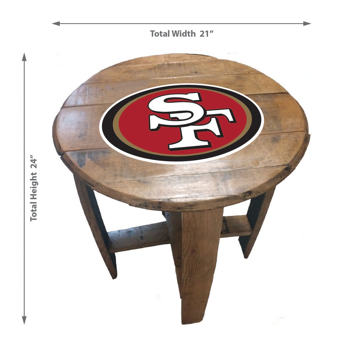 San Francisco 49ers whiskey barrel end table dimensions
