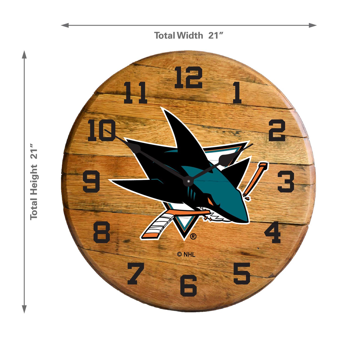 San Jose Sharks whiskey barrel wall clock dimensions