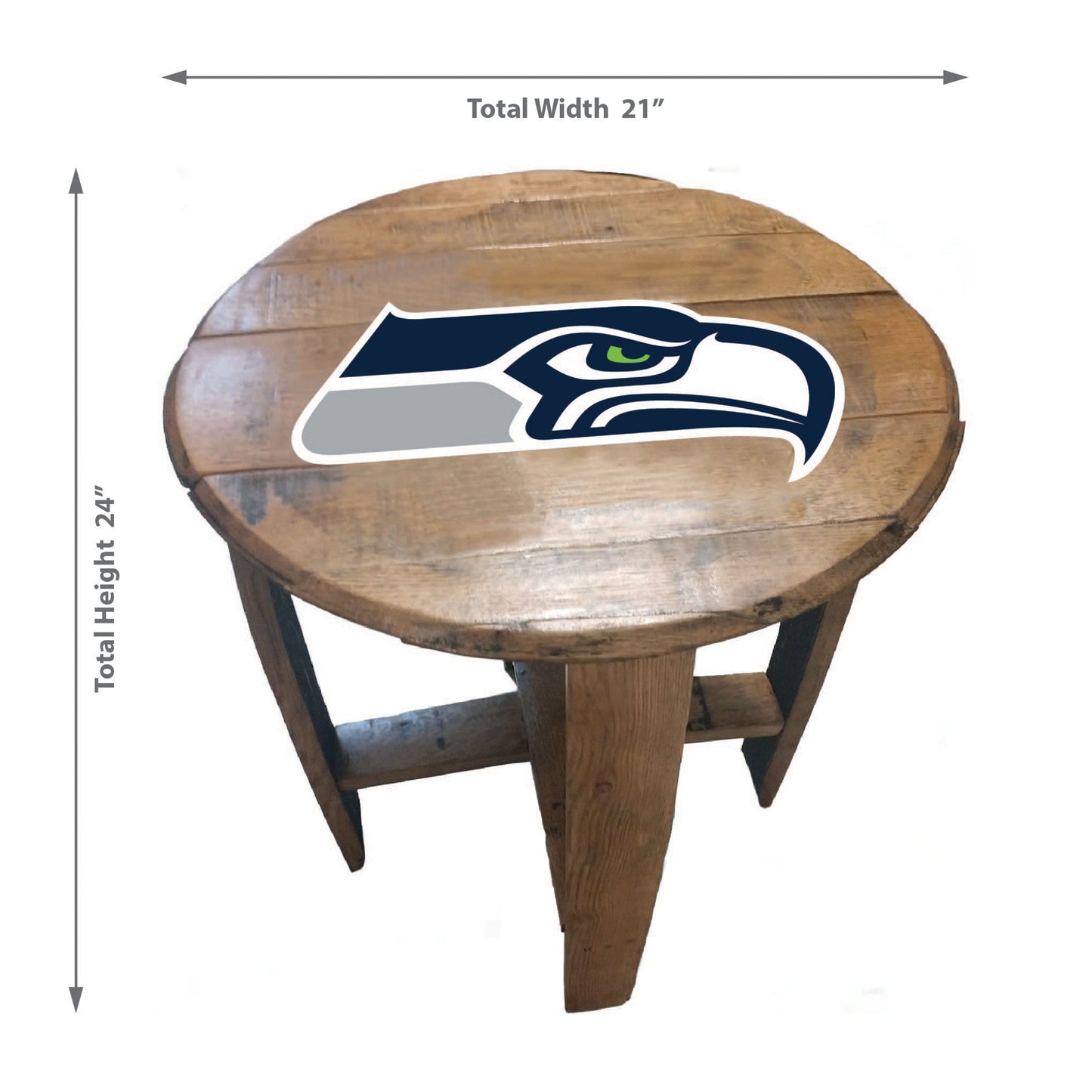 Seattle Seahawks whiskey barrel end table dimensions