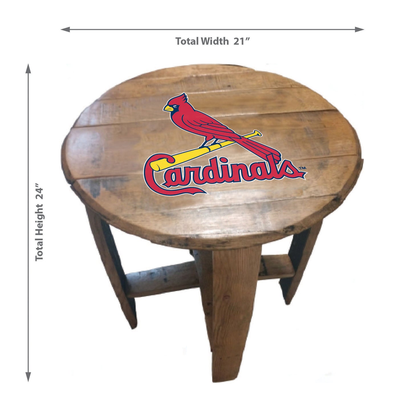 St. Louis Cardinals whiskey barrel end table dimensions