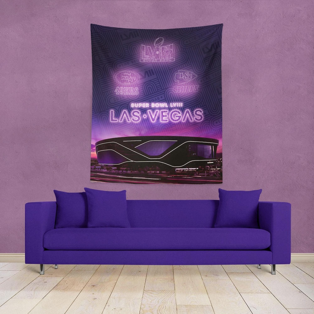 49ers vs Chiefs Super Bowl neon 50 x 60 wall hanging lifestyle