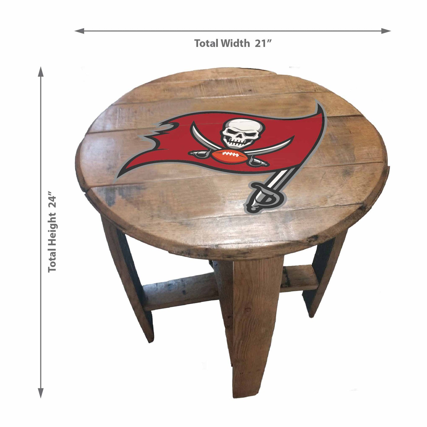 Tampa Bay Buccaneers whiskey barrel end table dimensions