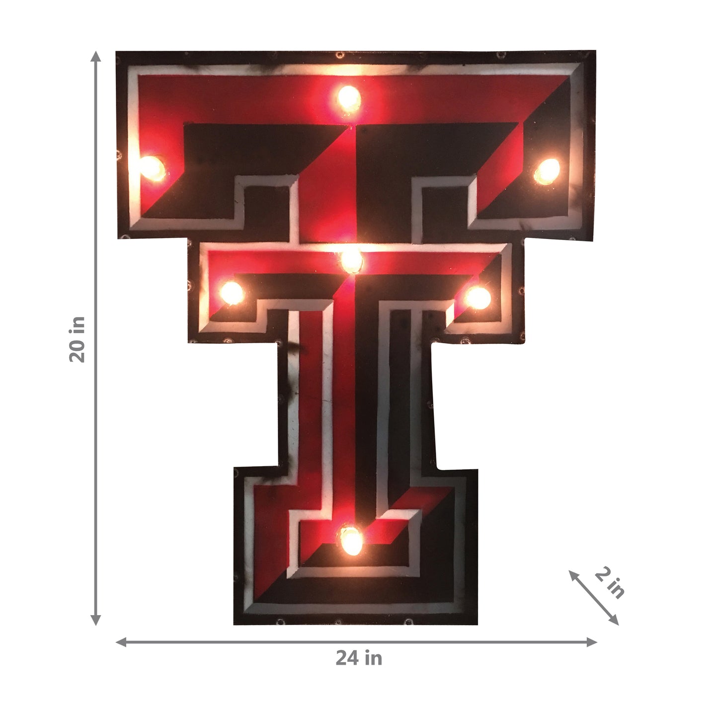Texas Tech Red Raiders logo lighted metal retro sign