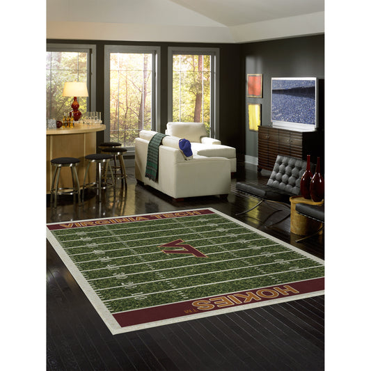 Virginia Tech Hokies home field style area rug lifestyle