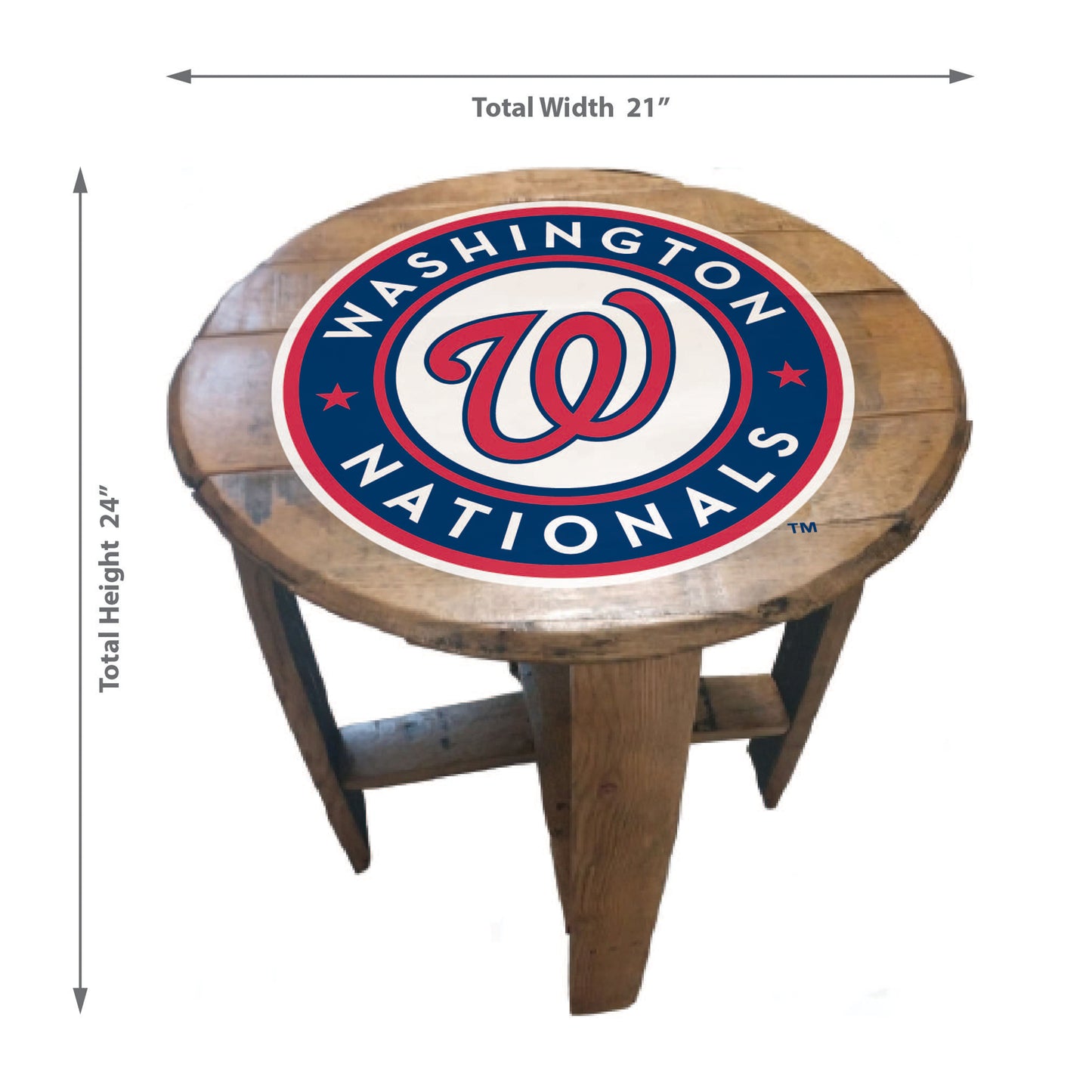 Washington Nationals whiskey barrel end table dimensions