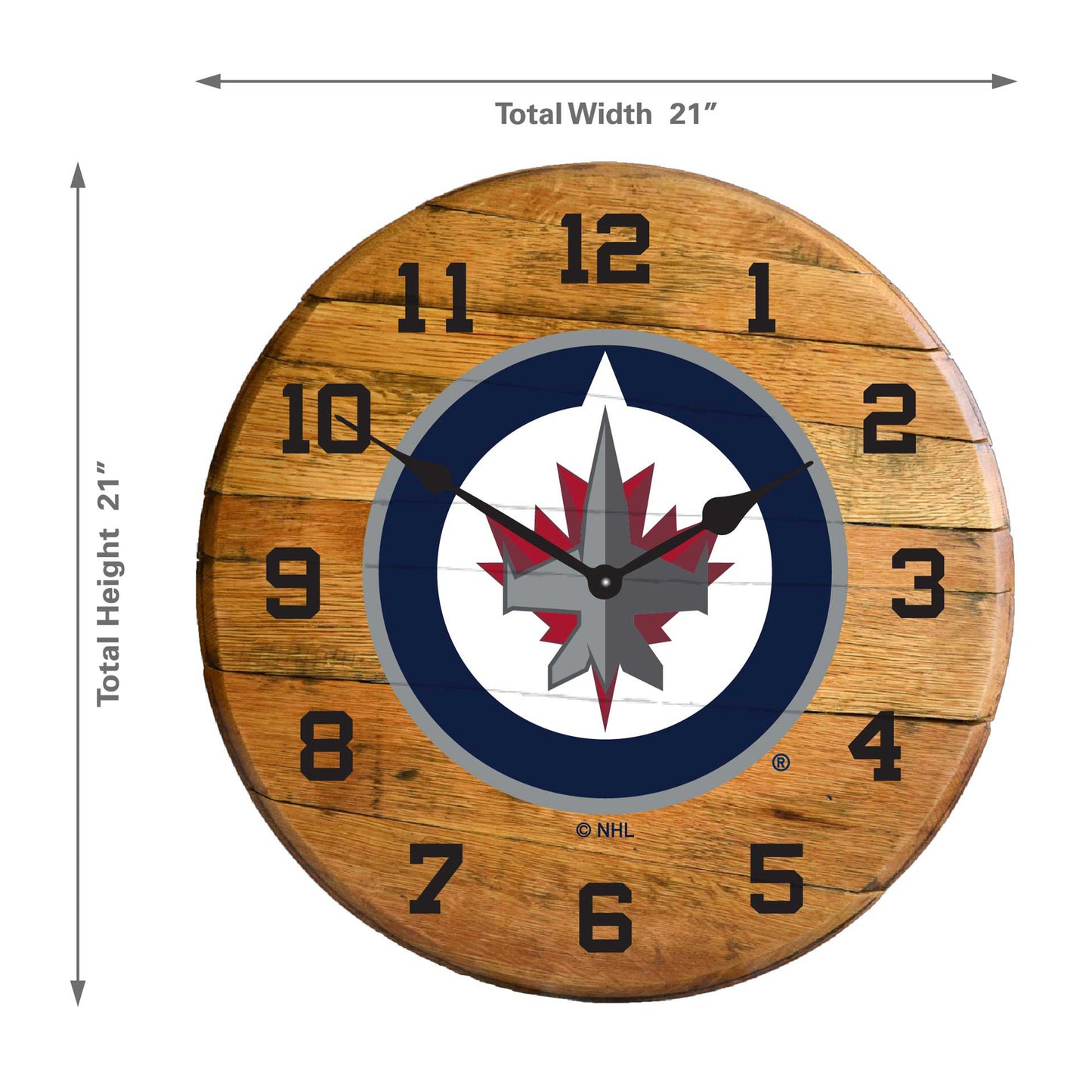 Winnipeg Jets whiskey barrel wall clock dimensions