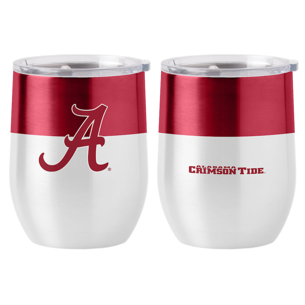 Alabama Crimson Tide color block curved drink tumbler