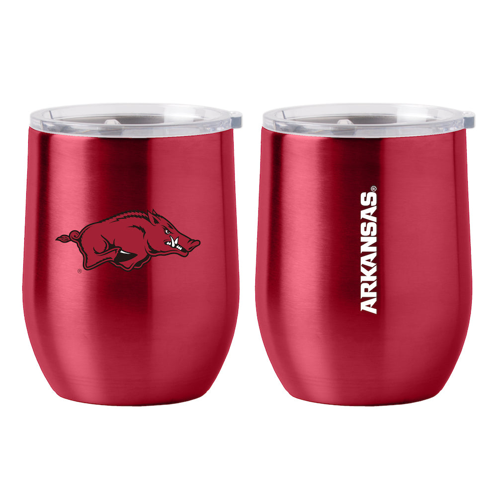 Arkansas Razorbacks stainless steel curved drink tumbler