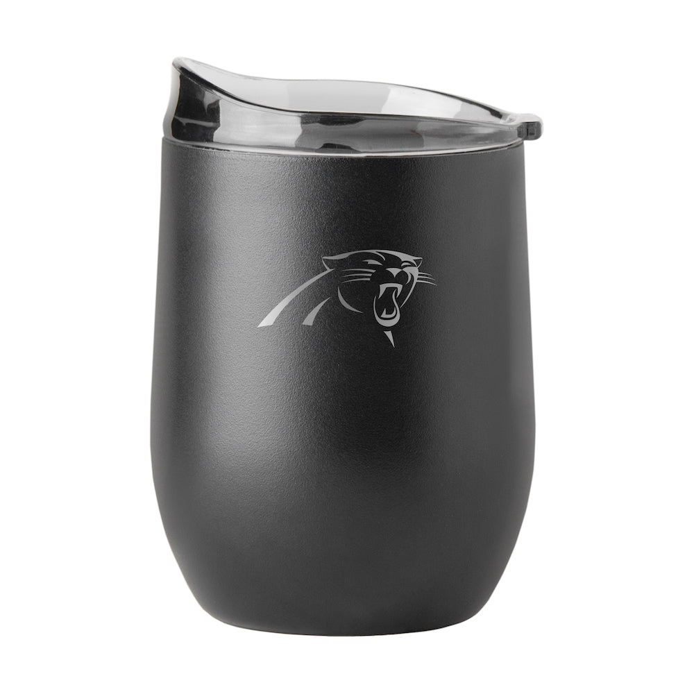 Carolina Panthers black etch curved drink tumbler
