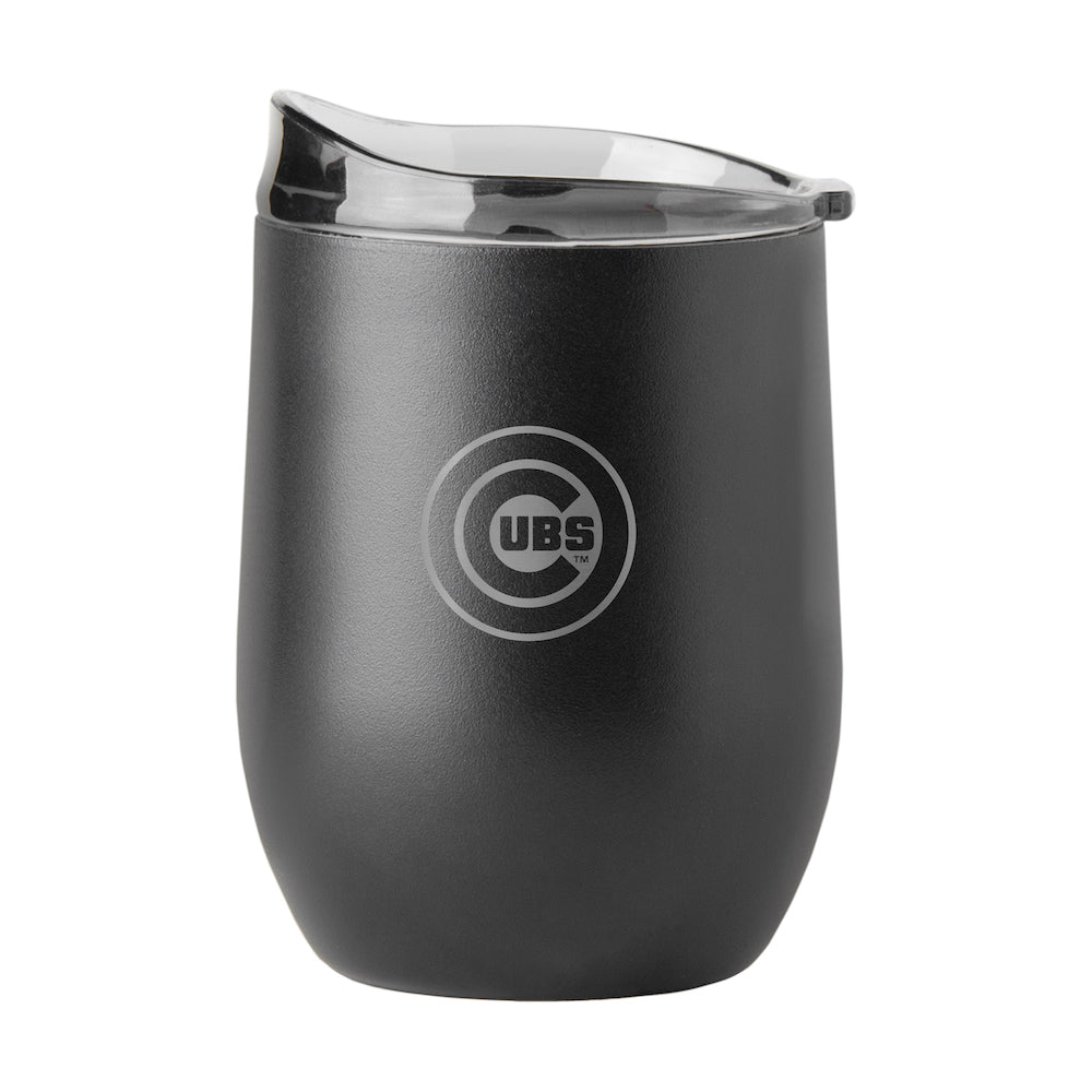 Chicago Cubs black etch curved drink tumbler