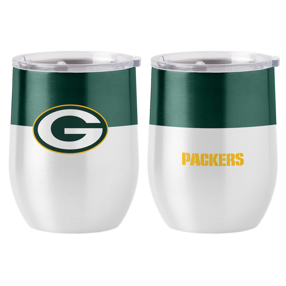 Green Bay Packers color block curved drink tumbler