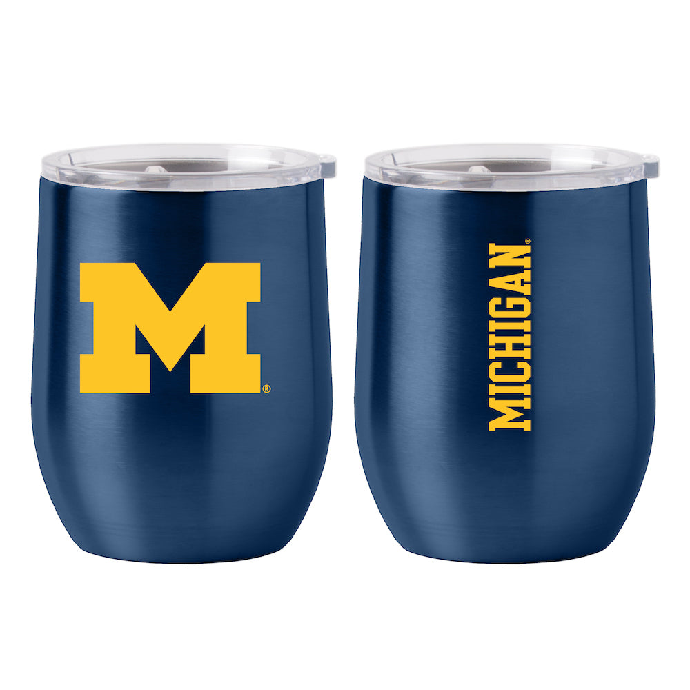 Michigan Wolverines stainless steel curved drink tumbler