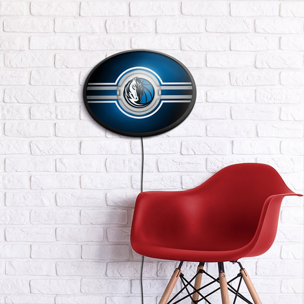 Dallas Mavericks Slimline Oval Lighted Wall Sign Room View