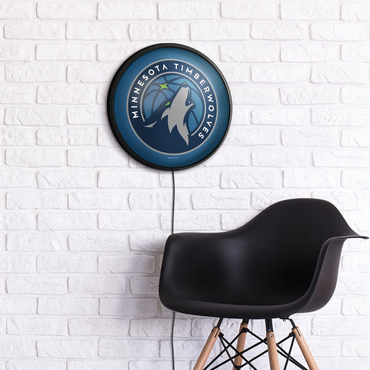 Minnesota Timberwolves Slimline Round Lighted Wall Sign Room View