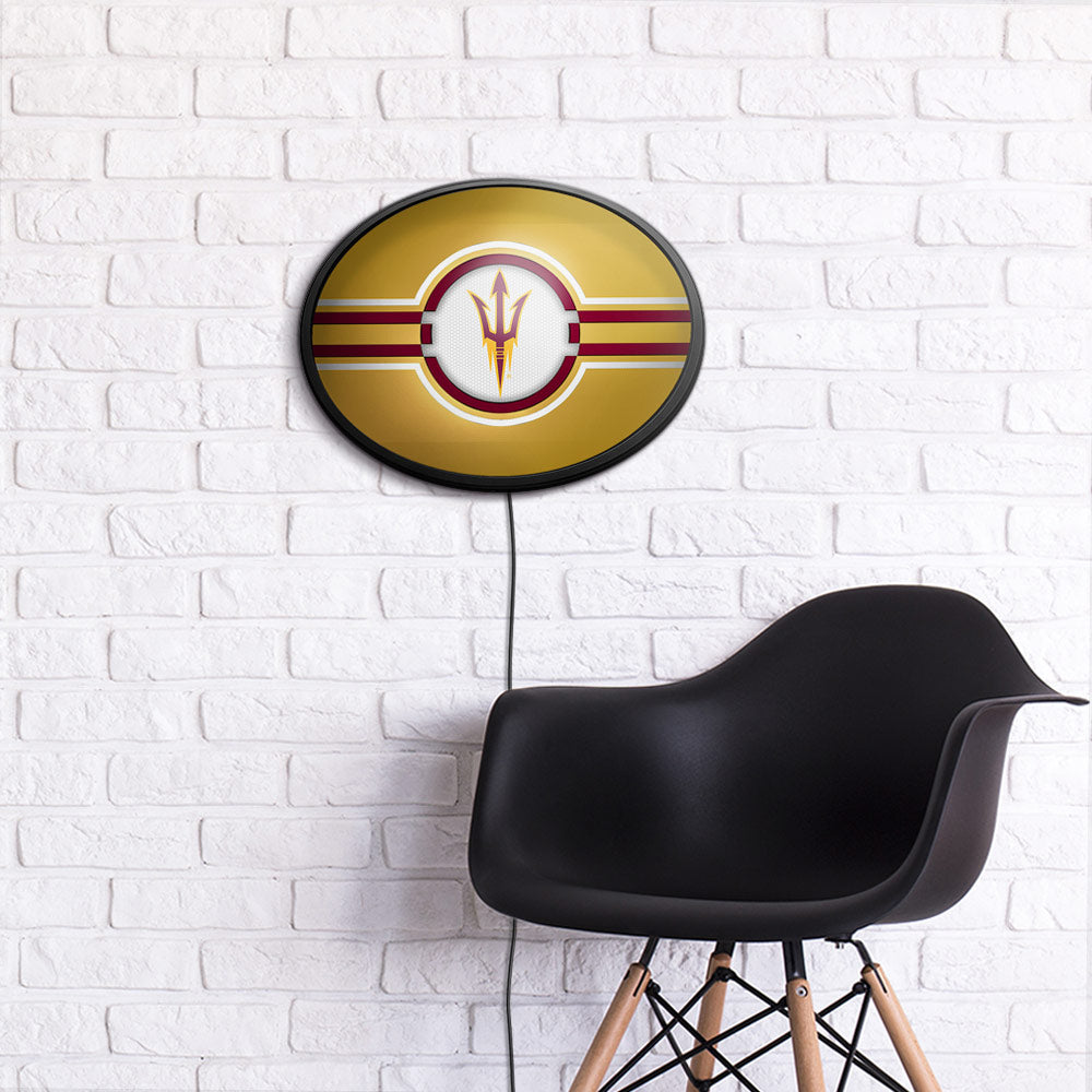 Arizona State Sun Devils Slimline Oval Lighted Wall Sign Room View