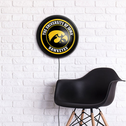 Iowa Hawkeyes Slimline Round Lighted Wall Sign Room View