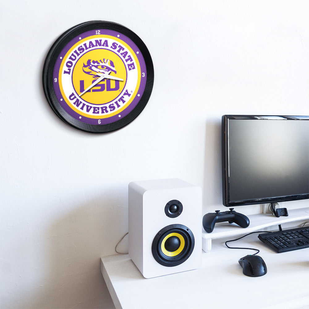 LSU Tigers Ribbed Wall Clock Room View