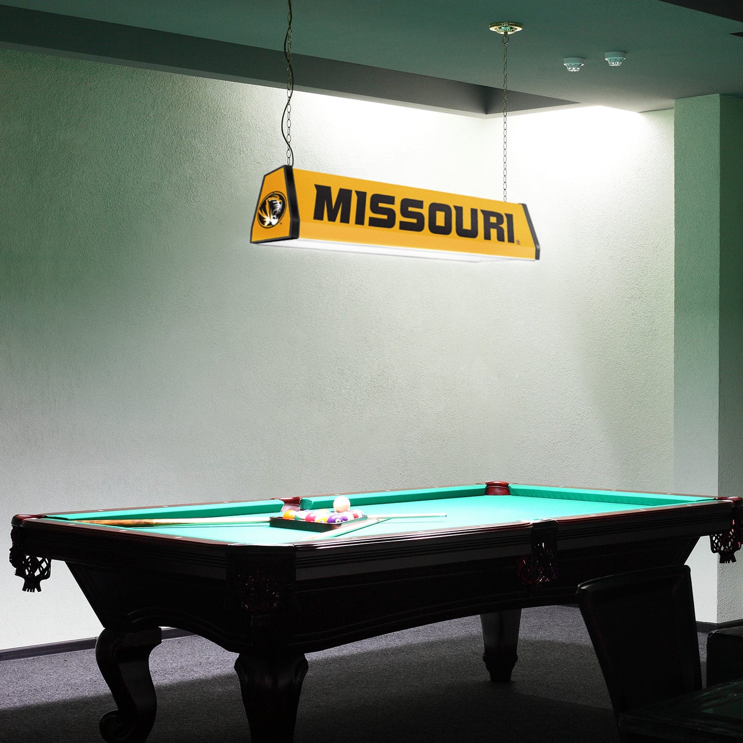 Missouri Tigers Standard Pool Table Light Room View
