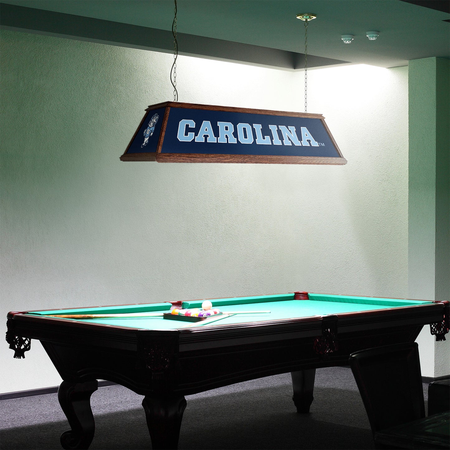 North Carolina Tar Heels Premium Pool Table Light Room View
