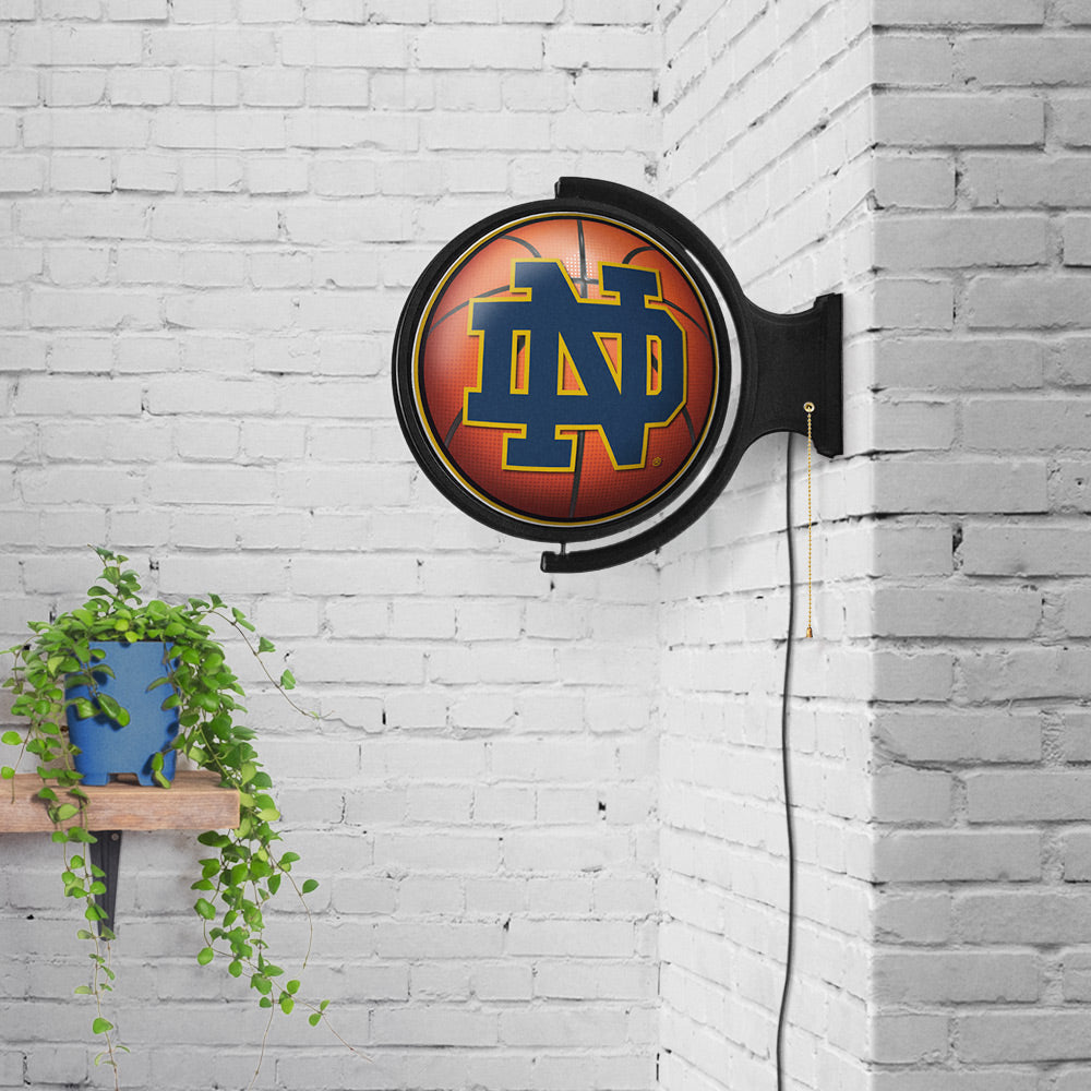 Notre Dame Fighting Irish Round Basketball Rotating Wall Sign Room View