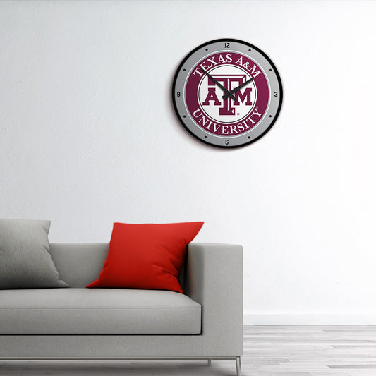 Texas A&M Aggies Round Wall Clock Room View