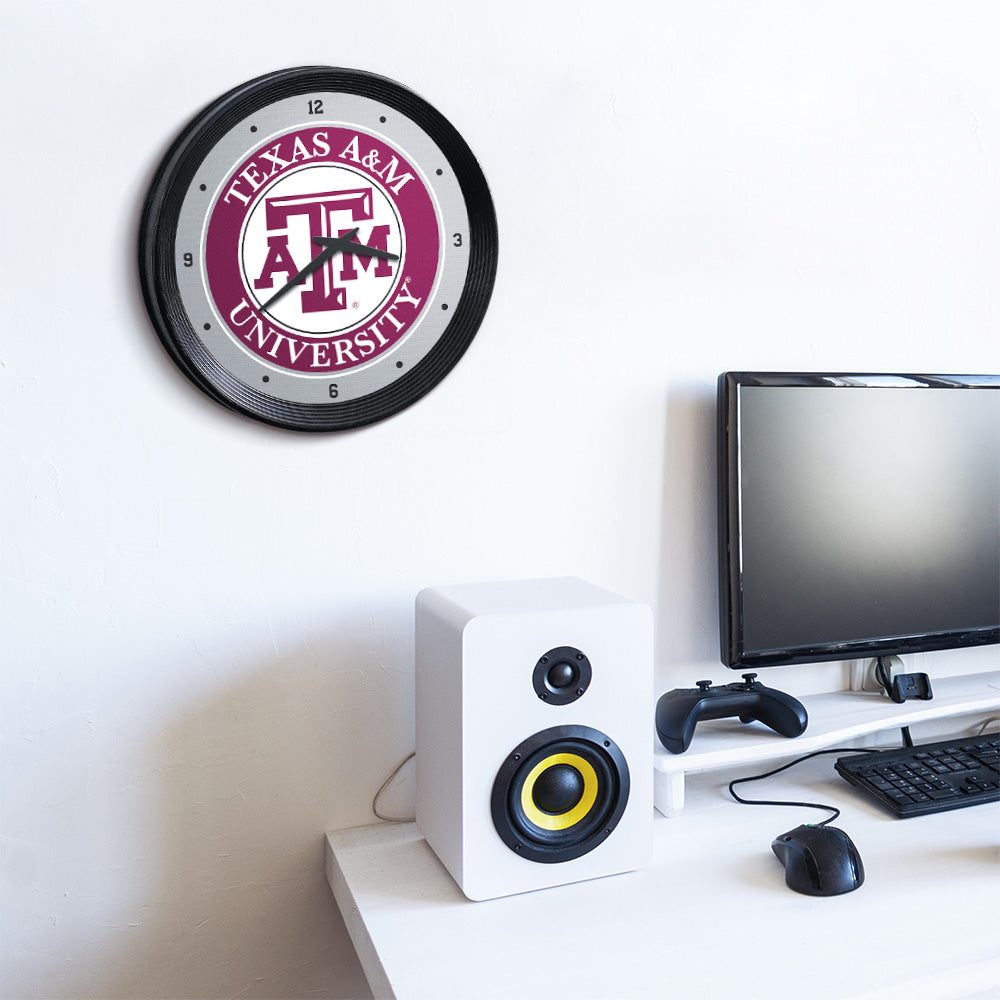 Texas A&M Aggies Ribbed Wall Clock Room View