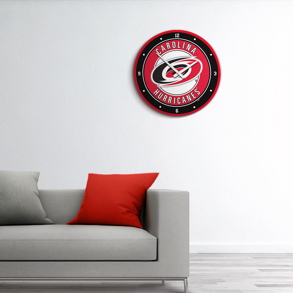 Carolina Hurricanes Round Wall Clock Room View