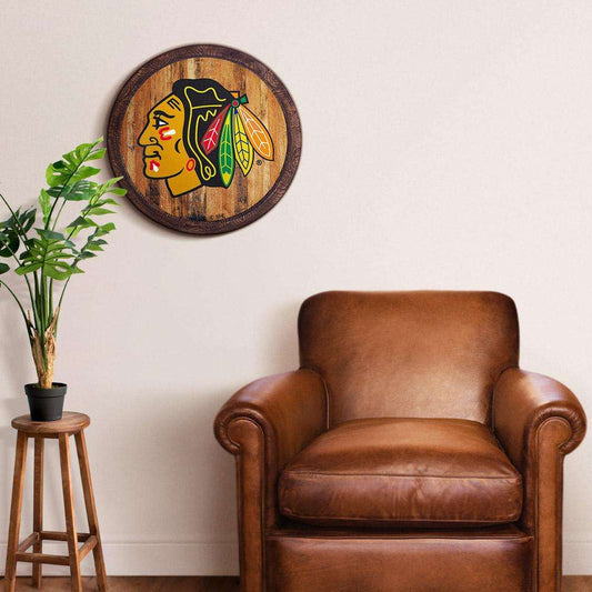 Chicago Blackhawks Barrel Top Sign Room View