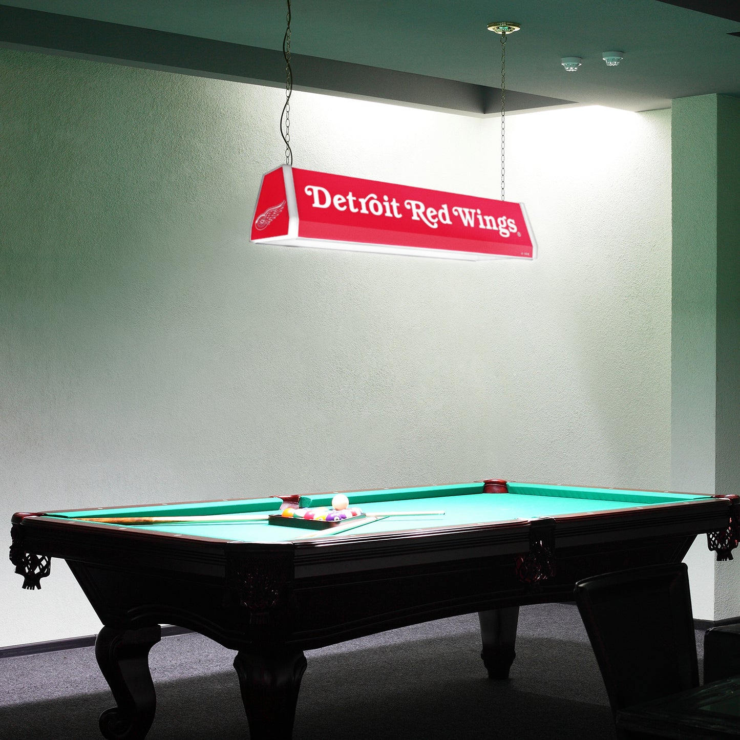 Detroit Red Wings Standard Pool Table Light Room View