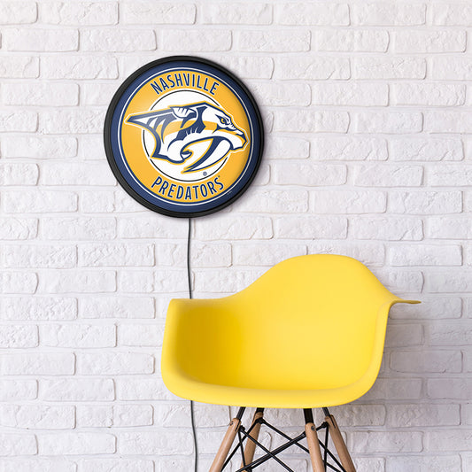 Nashville Predators Slimline Round Lighted Wall Sign Room View