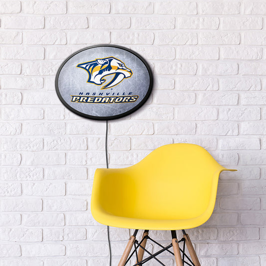 Nashville Predators Ice Rink Slimline Oval Lighted Wall Sign Room View