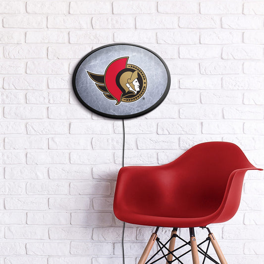Ottawa Senators Ice Rink Slimline Oval Lighted Wall Sign Room View