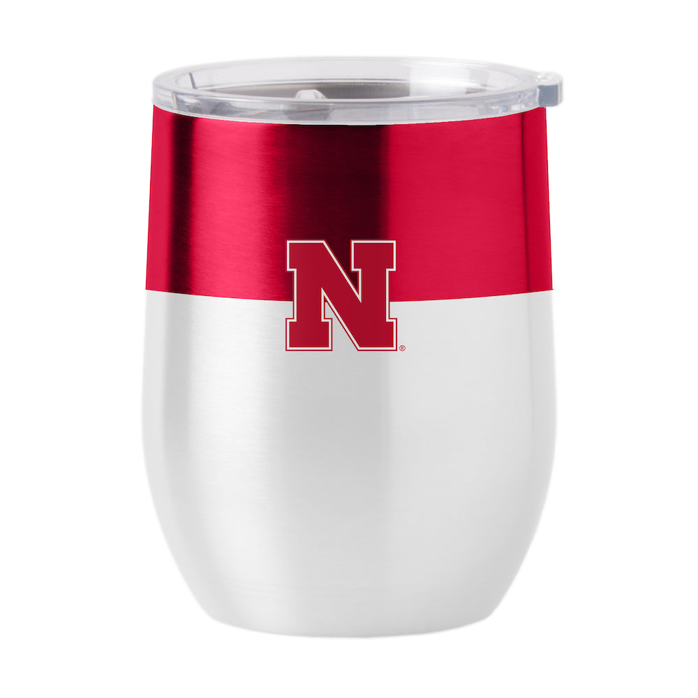 Nebraska Cornhuskers color block curved drink tumbler