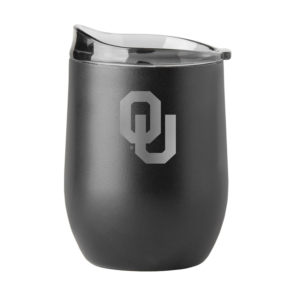 Oklahoma Sooners black etch curved drink tumbler