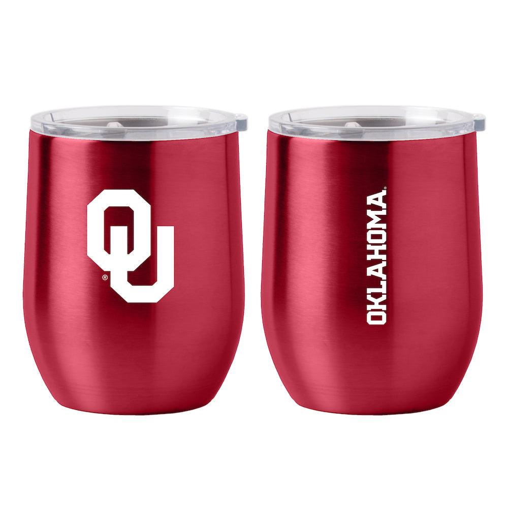 Oklahoma Sooners stainless steel curved drink tumbler