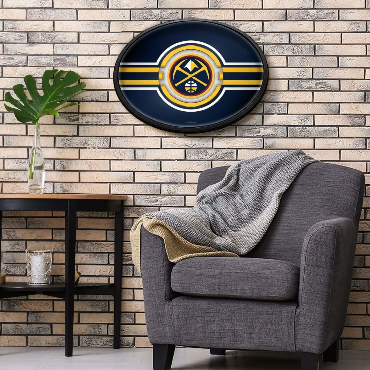 Denver Nuggets Slimline Oval Lighted Wall Sign Room View