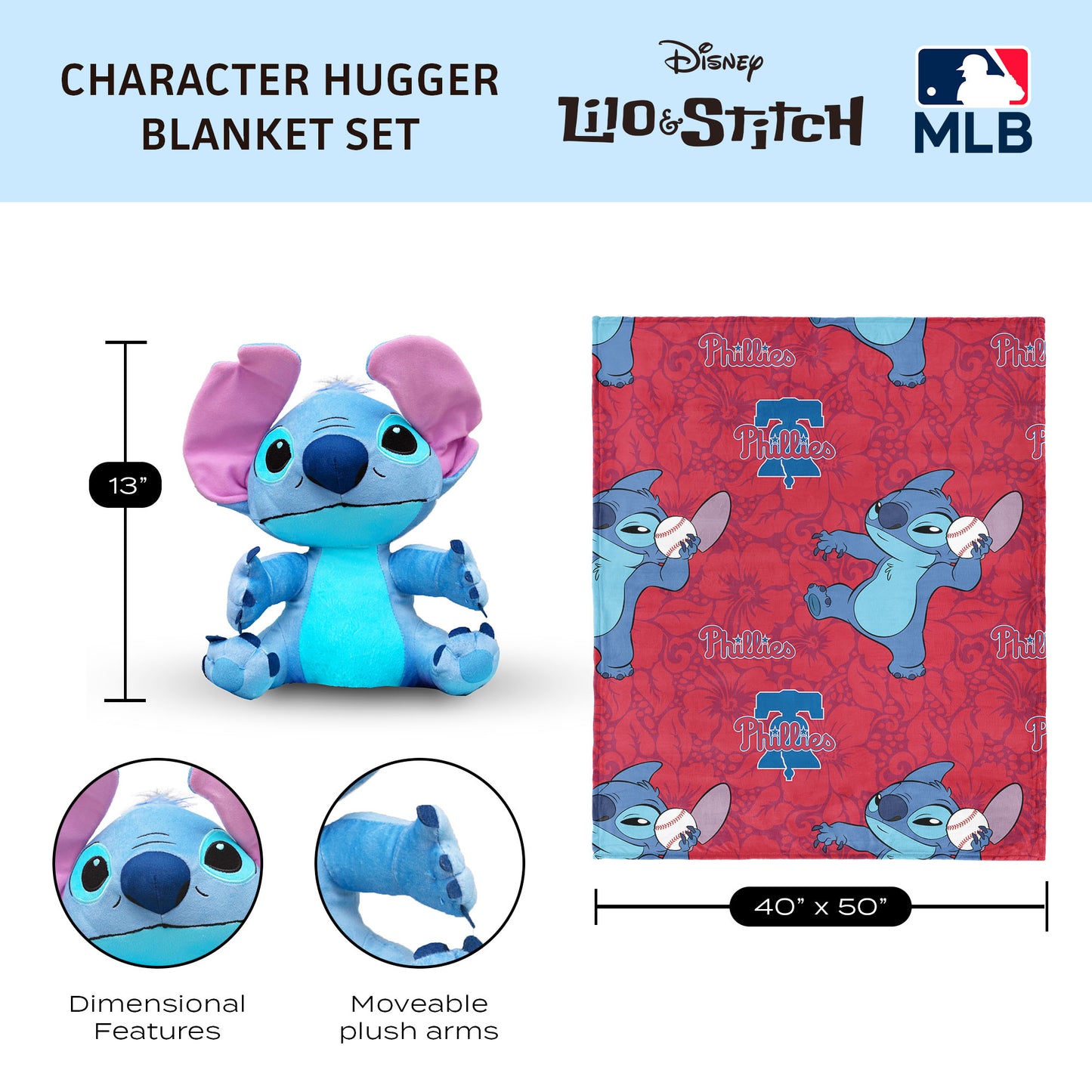 Philadelphia Phillies Lilo and Stitch Hugger Dimensions