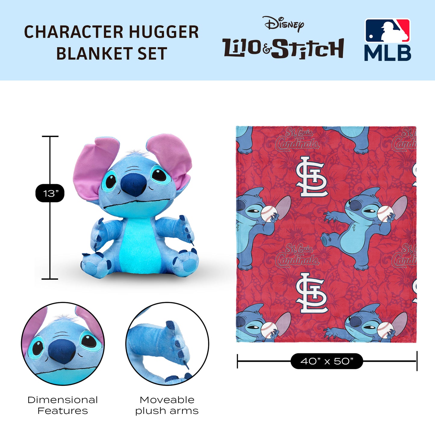 St. Louis Cardinals Lilo and Stitch Hugger Dimensions