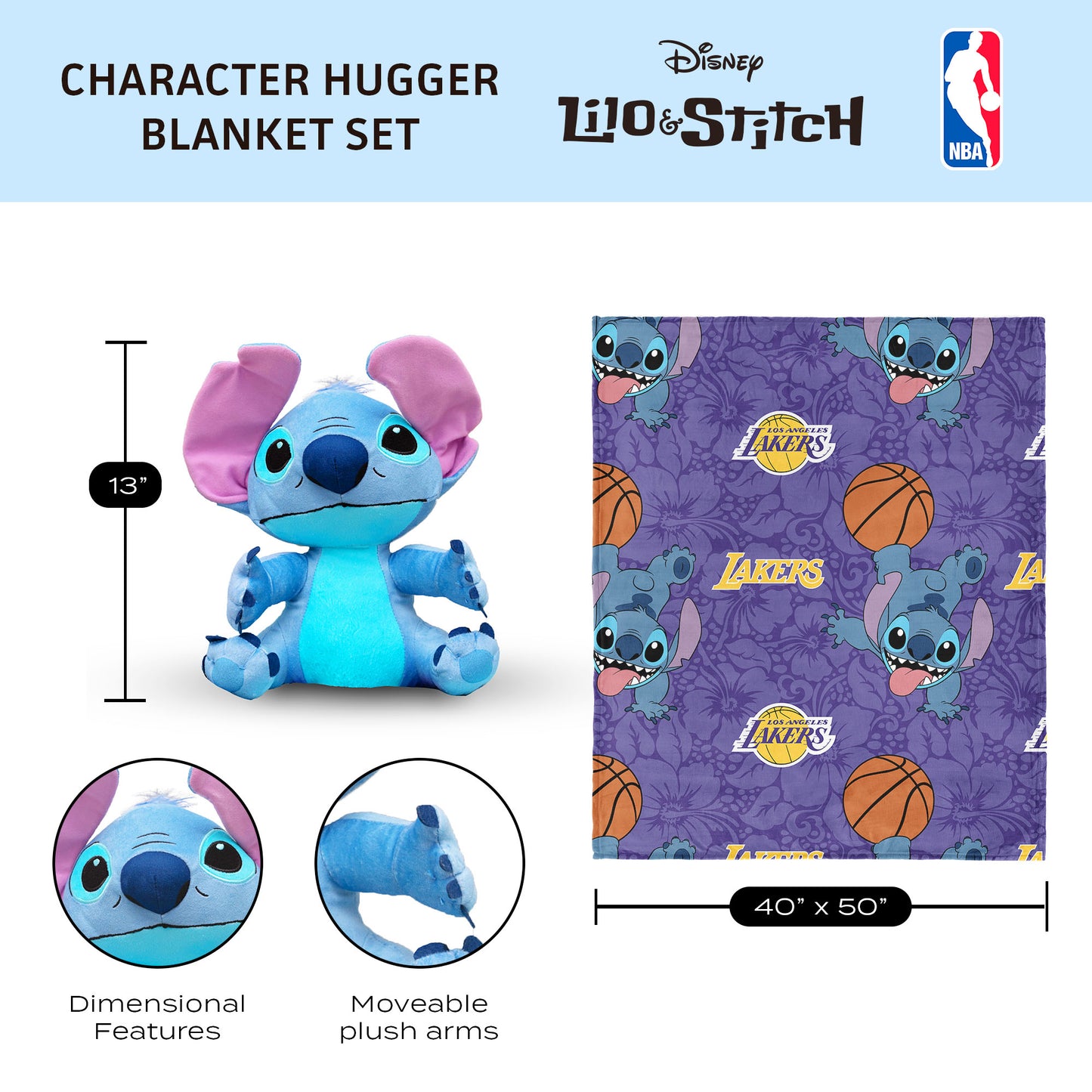 Los Angeles Lakers Lilo and Stitch Hugger Dimensions