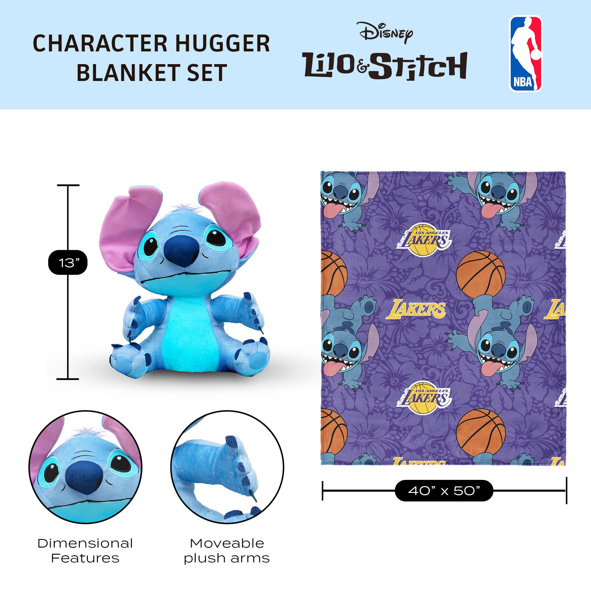 Los Angeles Lakers Lilo and Stitch Hugger Dimensions
