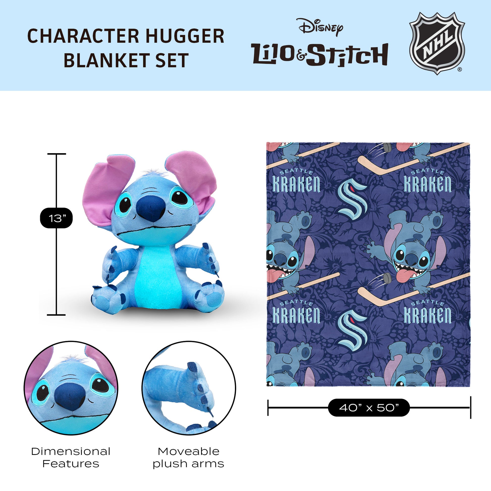 Seattle Kraken Lilo and Stitch Hugger Dimensions