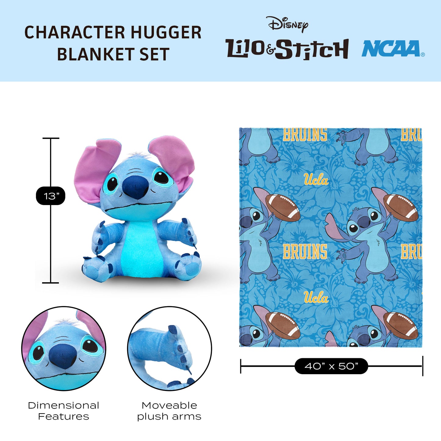 UCLA Bruins Lilo and Stitch Hugger Dimensions